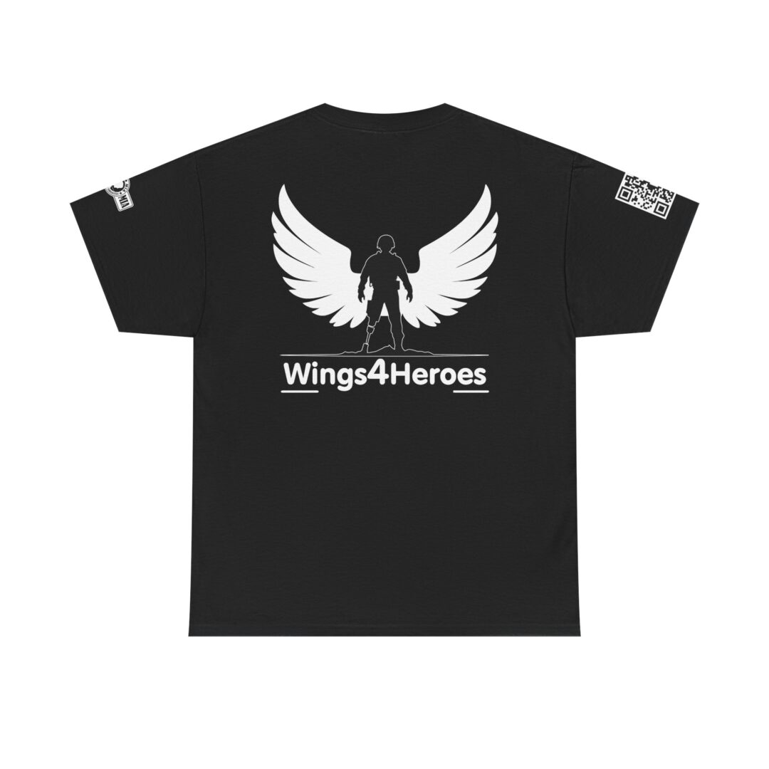 Black-White With qr and pow mia T-shirt - Inspirational Graphic T-Shirt for Supporters - Image 2
