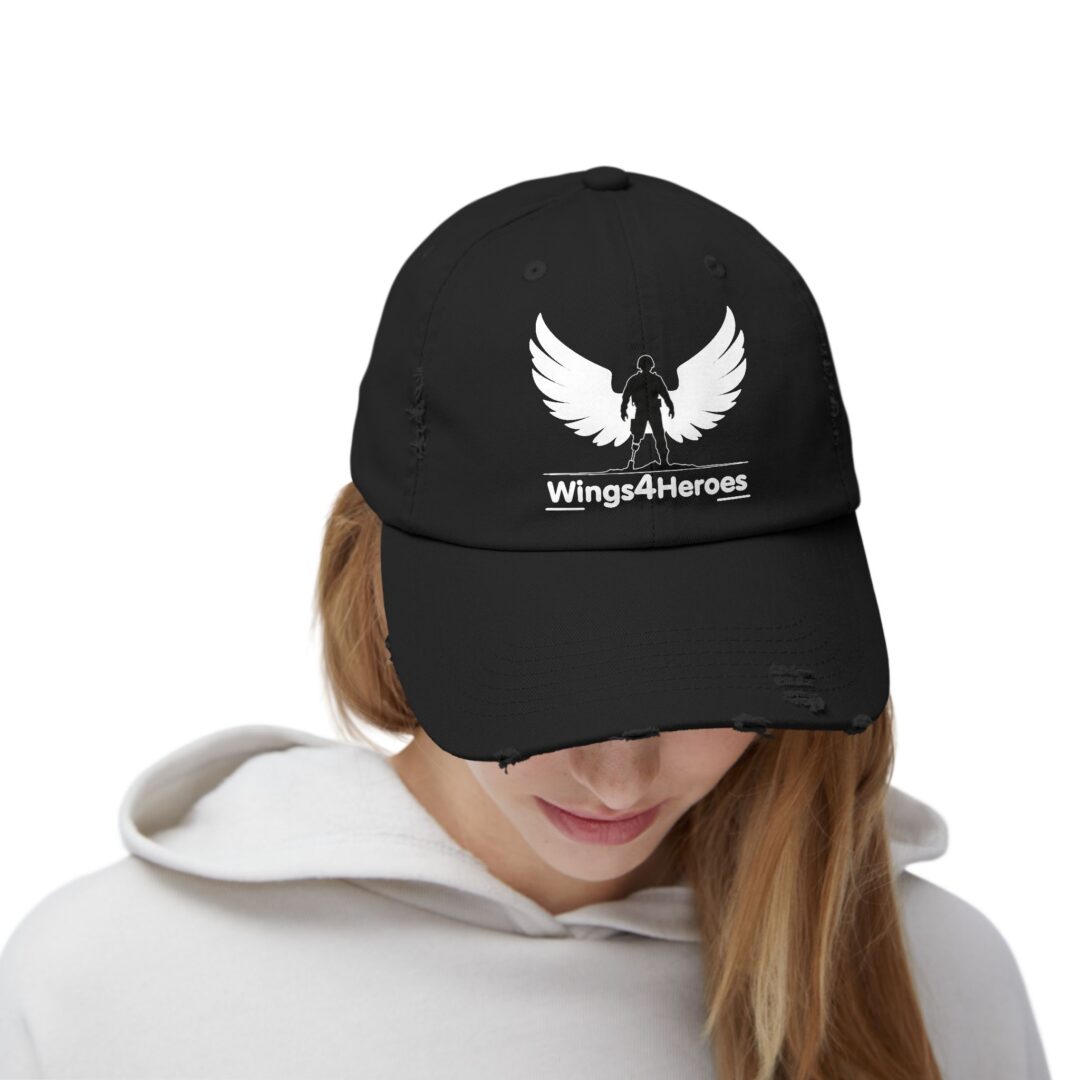 distress Hat black background - white black - Image 4