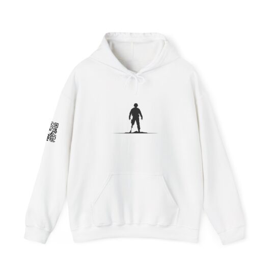 Black and White Hoodie With pow-mia on sleeve+qr Code Done
