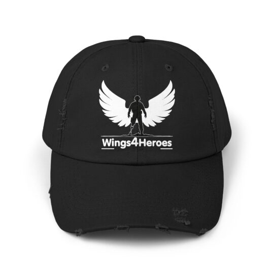 distress Hat black background - white black